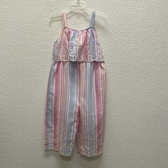 Rare Editions Girls 4T Romper Jumpsuit Jumper Sleeveless Striped NEW NWTs